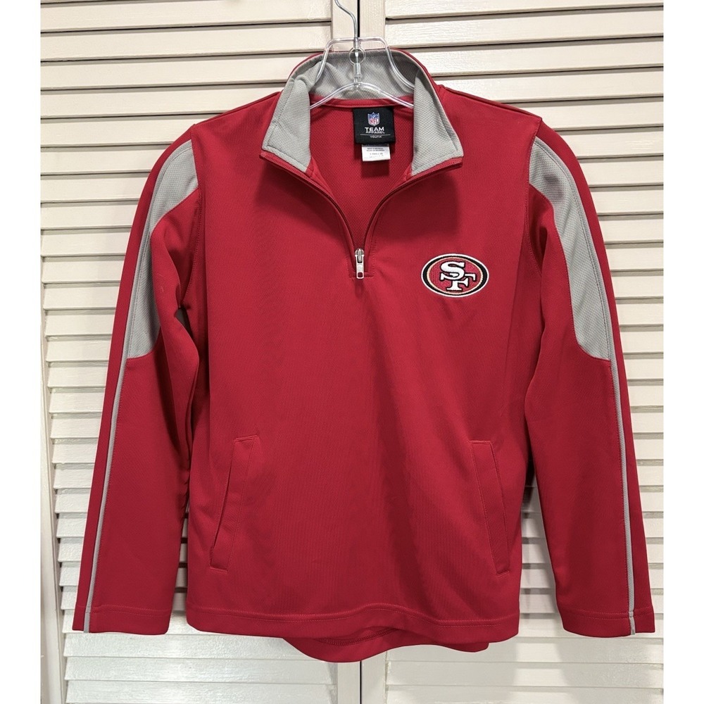 NFL Team Apparel San Francisco‎ 49ers 1/4 Zip Youth Size S (8) Red/Gray Logo